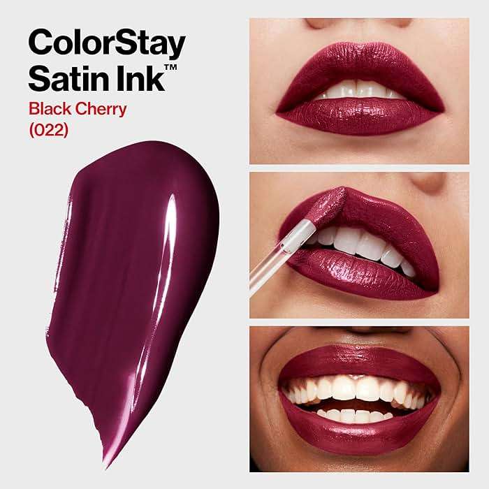 Revlon ColorStay Satin Ink Liquid Lipstick, Longwear Rich Lip Colors, Formulated with Black Currant Seed Oil, 022 Black Cherry, 0.17 fl oz - Image 2
