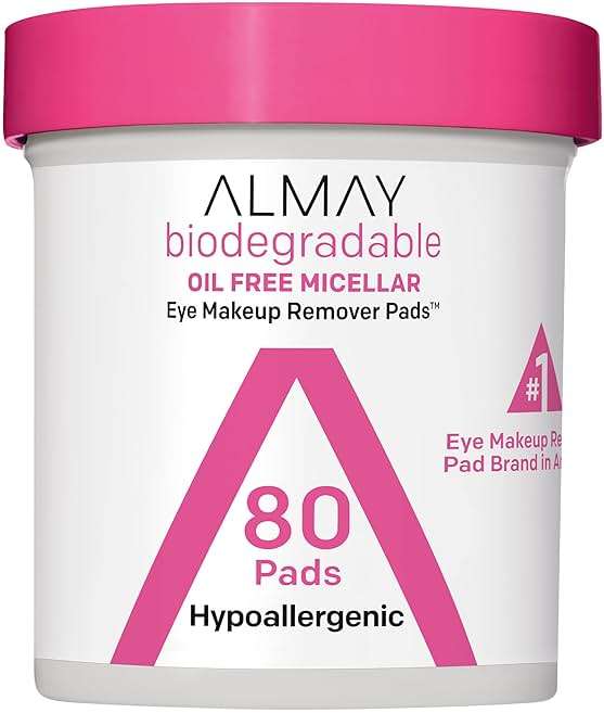 Almay Oil Free Micellar Eye Makeup Remover Pads, Gentle & Hypoallergenic, Fragrance-Free, Ophthalmologist Tested, Suitable for Sensitive Eyes, 80 count(Packaging May Vary) - Image 1
