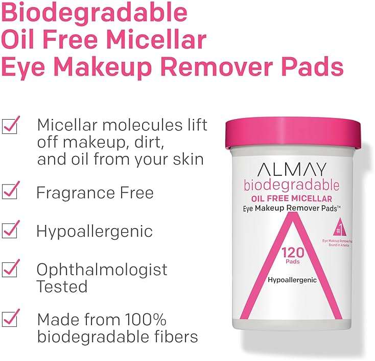 Almay Oil Free Micellar Eye Makeup Remover Pads, Gentle & Hypoallergenic, Fragrance-Free, Ophthalmologist Tested, Suitable for Sensitive Eyes, 80 count(Packaging May Vary) - Image 2