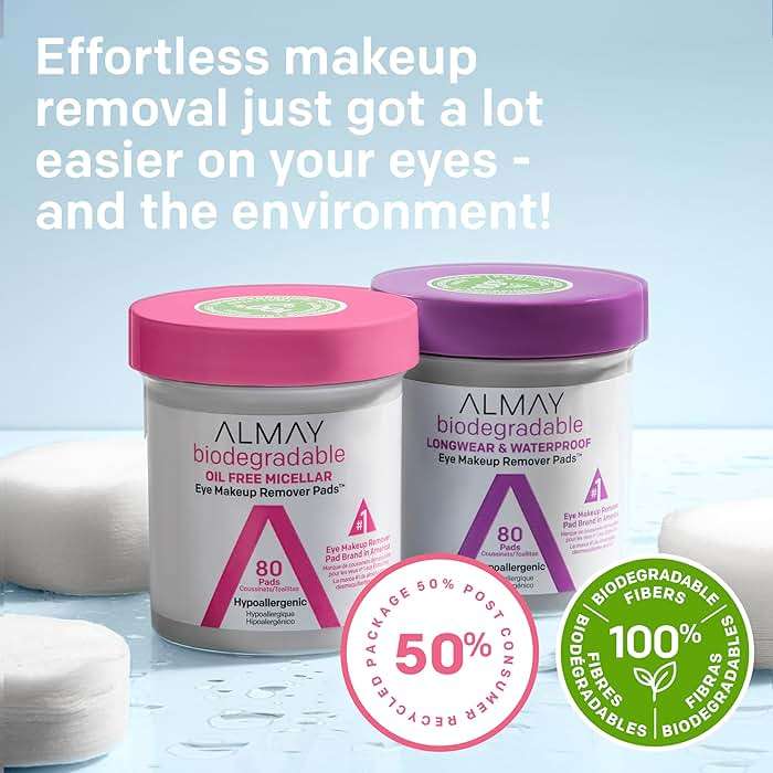 Almay Oil Free Micellar Eye Makeup Remover Pads, Gentle & Hypoallergenic, Fragrance-Free, Ophthalmologist Tested, Suitable for Sensitive Eyes, 80 count(Packaging May Vary) - Image 4