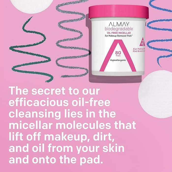 Almay Oil Free Micellar Eye Makeup Remover Pads, Gentle & Hypoallergenic, Fragrance-Free, Ophthalmologist Tested, Suitable for Sensitive Eyes, 80 count(Packaging May Vary) - Image 6