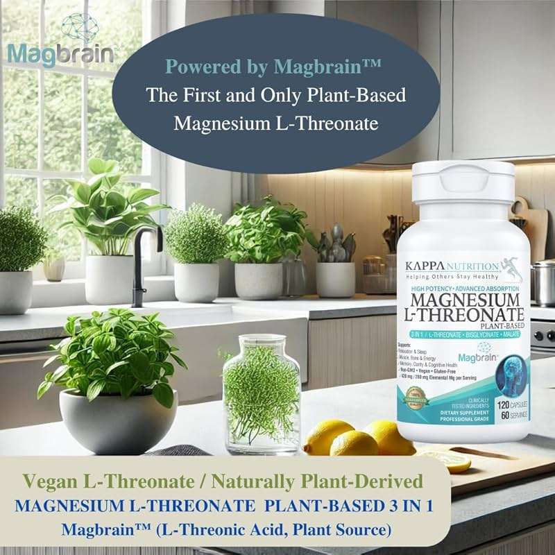 Kappa Nutrition Powered by Magbrain™ Magnesium L-Threonate Plant-Based, 420mg Elemental Magnesium (3 Capsules) from 2,253mg, 120 Vegan Capsules, Brain, Sleep & Muscle Support. - Image 9