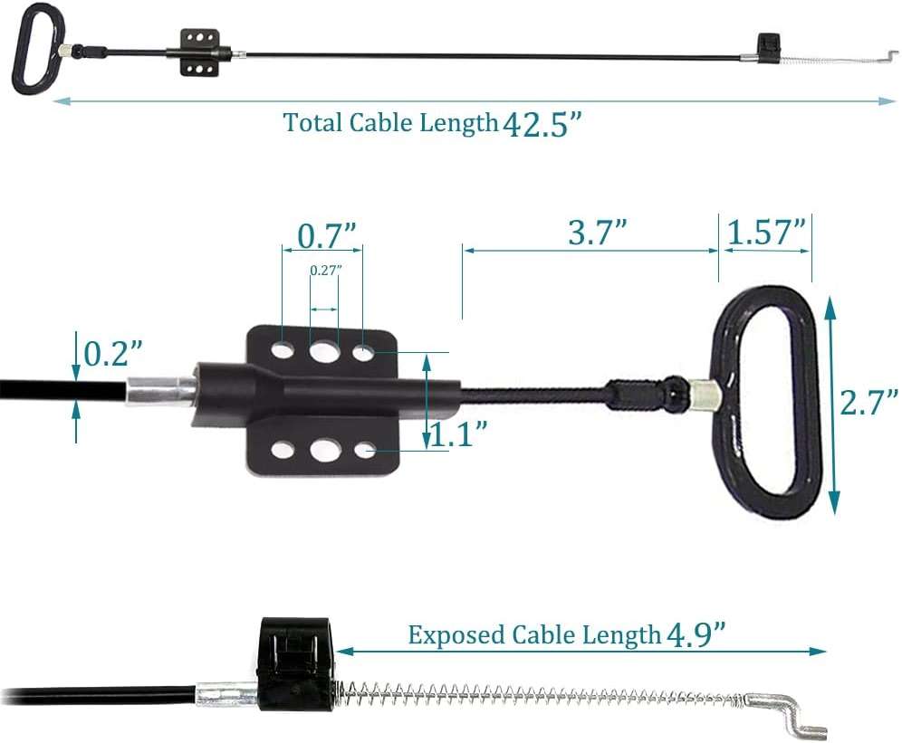 ttmagic 2Pcs Recliner Cables Replacement D-Ring Pull Handle, Metal Recliner Release Handle, Exposed Cable Length 4.9", Total Length 42.5", Fit Ashley and Most Recliner - Image 2