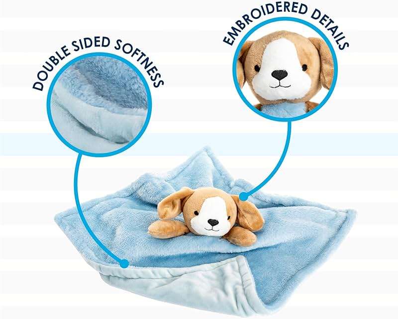 KIDS PREFERRED Carter's Baby Blanket Unisex Loveys for Babies Essentials, Newborn Boys and Girls Security Blankets with Soft Minky Fabric, Snuggle Toy Plush Stuffed Animal - Puppy - Image 4