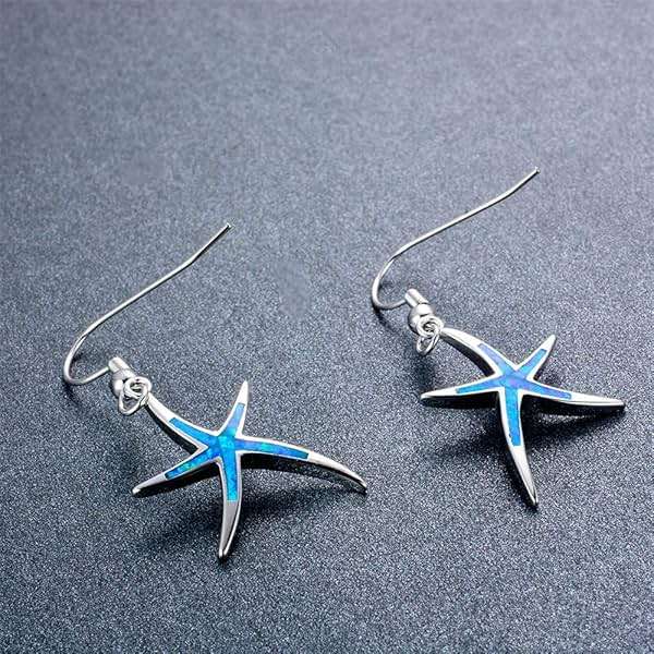 Yocoyee Starfish Turtle Necklace Earrings Jewelry Set with Blue Purple Opal Ocean Sea Animal Beach Jewelry for Women - Image 3