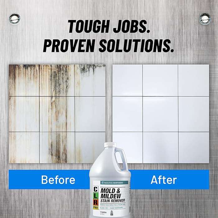 CLR PRO Heavy Duty Bleach-Free Mold and Mildew Stain Remover, 1 Gallon Bottle, Unscented Multi-Surface Stain Remover, Works on Tile, Wood, Concrete, Glass and More - Image 5