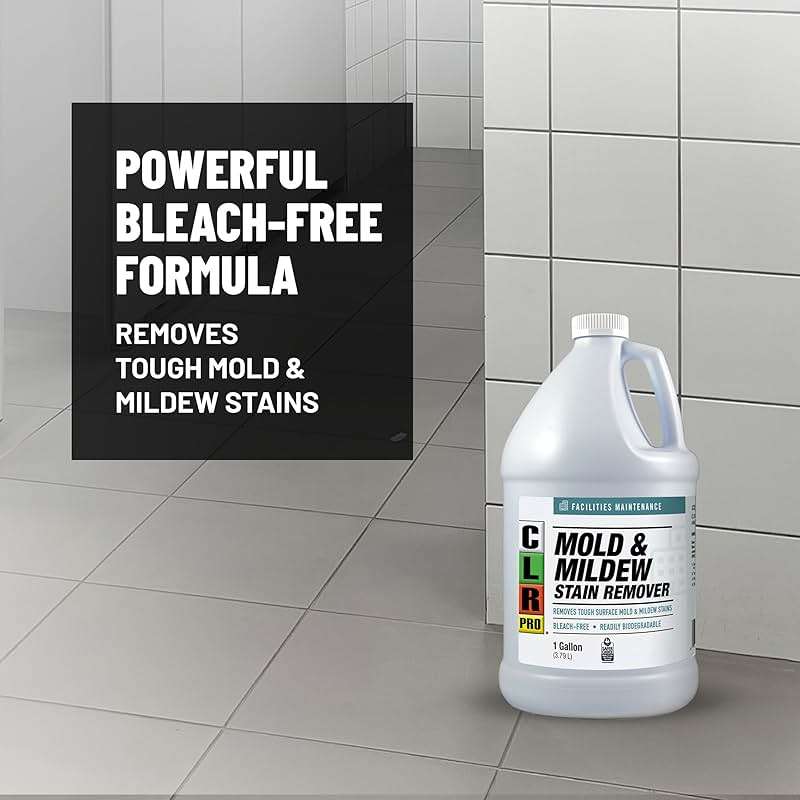 CLR PRO Heavy Duty Bleach-Free Mold and Mildew Stain Remover, 1 Gallon Bottle, Unscented Multi-Surface Stain Remover, Works on Tile, Wood, Concrete, Glass and More - Image 7