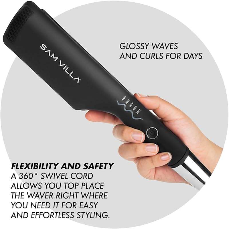 Sam Villa Pro Results Double-Barrel Hair Waver Iron with Variable Temperature Settings 1 Count (Pack of 1) - Image 6