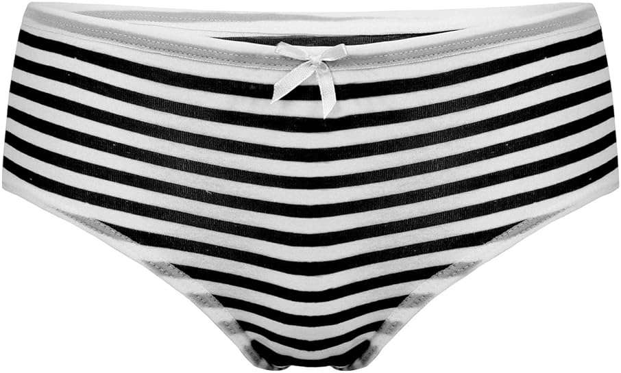Moily Women's Sweet Cute Anime Japanese Cosplay Underwear Stripe Cotton Bikini Briefs Bowknot Panty - Image 1
