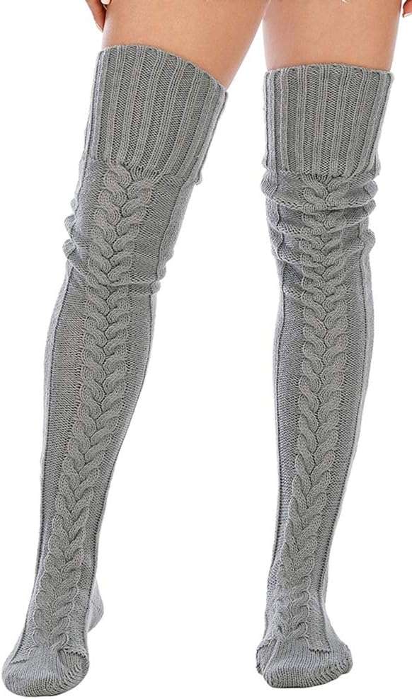 Leoparts Women's Cable Knitted Thigh High Boot Socks Extra Long Winter Stockings Over Knee Leg Warmers - Image 3