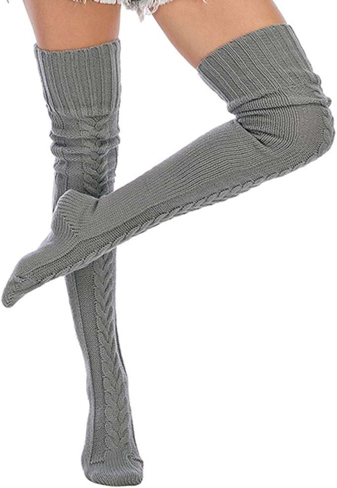 Leoparts Women's Cable Knitted Thigh High Boot Socks Extra Long Winter Stockings Over Knee Leg Warmers - Image 4