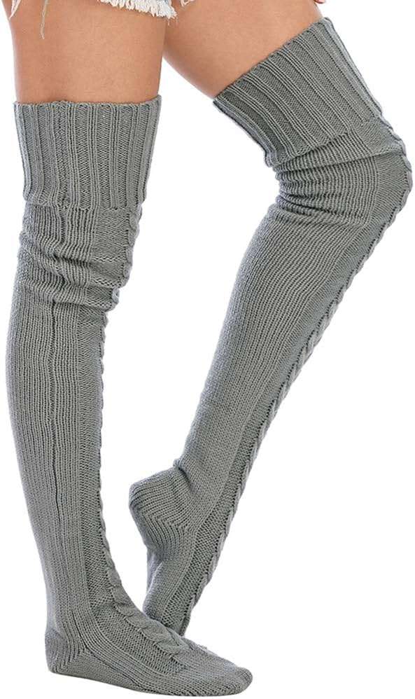 Leoparts Women's Cable Knitted Thigh High Boot Socks Extra Long Winter Stockings Over Knee Leg Warmers - Image 5