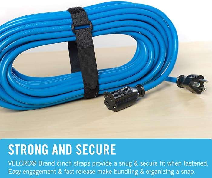VELCRO Brand Bulk Pack 12 Reusable Fastening Cable Straps with Buckle Variety Sizes 8"-12"-18" Multi-Purpose Cinch Strap VEL-30100-AMS - Image 3