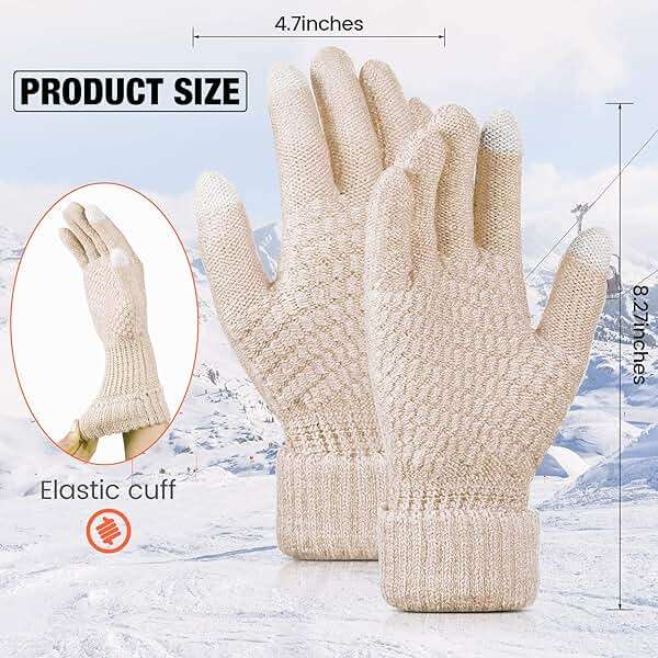 Geyoga 4 Pairs Women's Winter Touch Screen Gloves Soft Warm Fleece Lined Knit Elastic Cuff Texting Gloves - Image 2