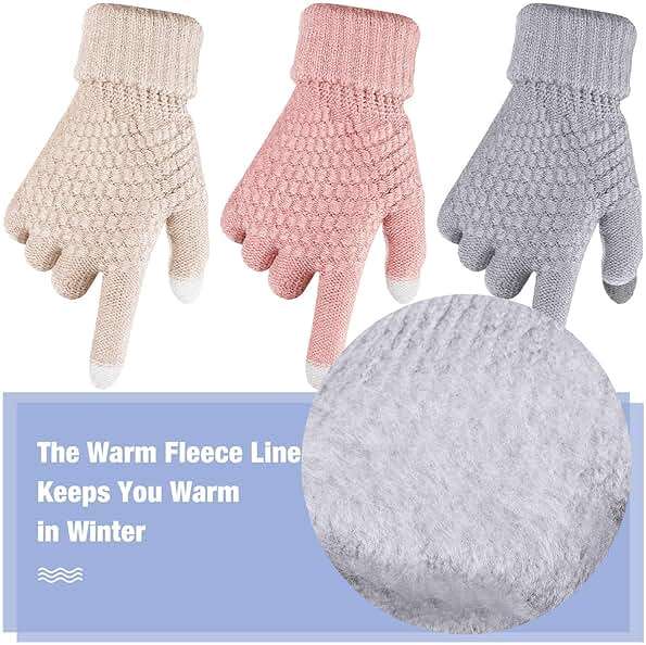 Geyoga 4 Pairs Women's Winter Touch Screen Gloves Soft Warm Fleece Lined Knit Elastic Cuff Texting Gloves - Image 4