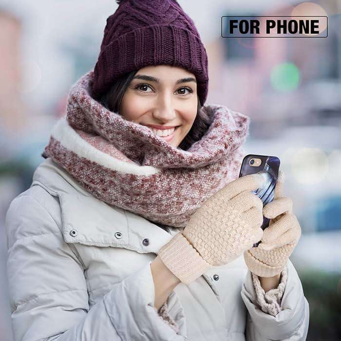 Geyoga 4 Pairs Women's Winter Touch Screen Gloves Soft Warm Fleece Lined Knit Elastic Cuff Texting Gloves - Image 6