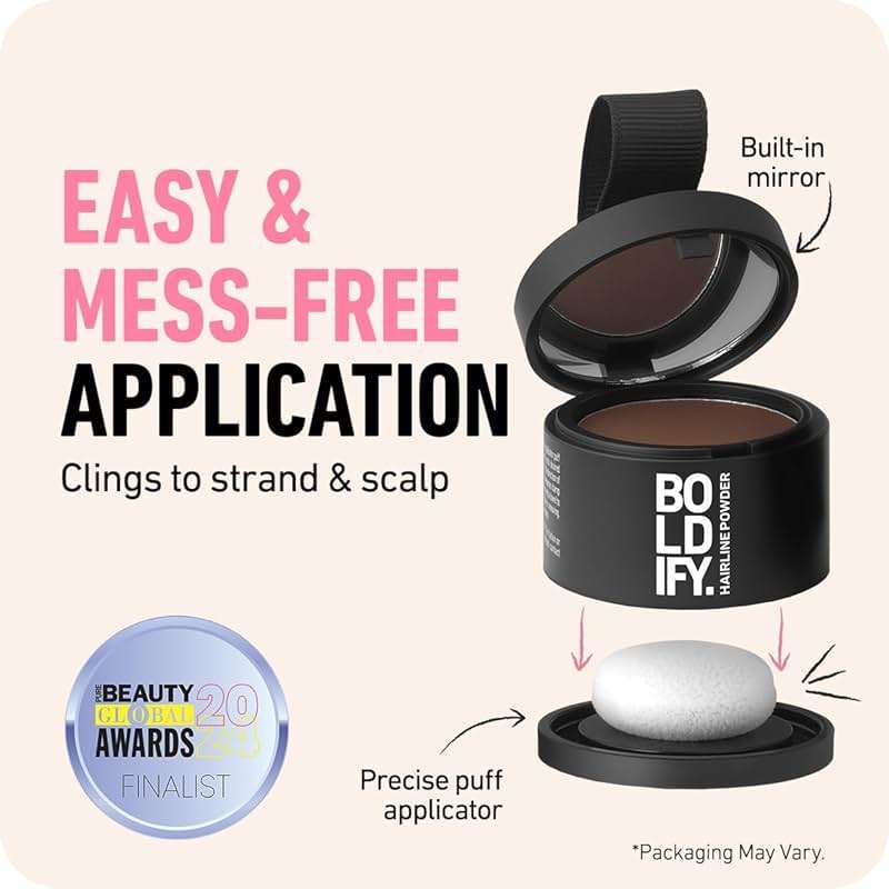 BOLDIFY Hairline Powder - Water-Resistant Root Touch Up Hair Color for Gray Coverage - 24-Hour Stain-Proof, Mess-Free Hair Powder for Thinning Hair - Medium Brown - Image 6