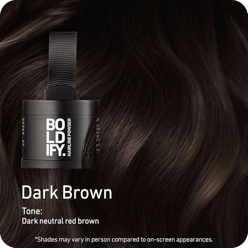 BOLDIFY Hairline Powder - Water-Resistant Root Touch Up Hair Color for Gray Coverage - 24-Hour Stain-Proof, Mess-Free Hair Powder for Thinning Hair - Dark Brown - Image 2