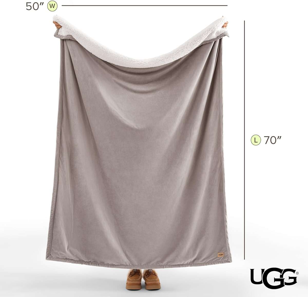 UGG Bliss Throw Blanket Plush Soft Fleece Fluffy Blankets for Bed or Couch Oversized Warm Reversible Machine Washable Medium Weight Home Decor Giftable Throw, 50-inch x 70-inch, Oyster Brown - Image 3