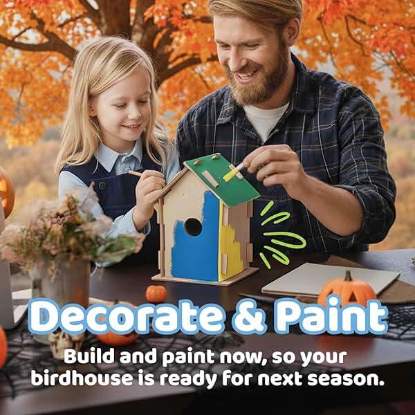 Neliblu DIY 12 Wooden Bird House Kits - Creative Arts and Crafts Set for Kids and Adults - Unfinished Wood Birdhouses with Paint Strips, Brushes, Stickers and Strings - 3 Unique Shapes, 2 Sizes - Image 3