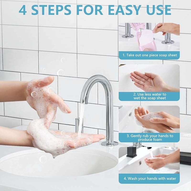 KISEER 3 Boxs (150 Sheets) Mini Portable Travel Soap Paper Sheets Disposable Hand Washing Bath Scented Paper Soap for Outdoor, Camping Hiking (Colorful) - Image 4