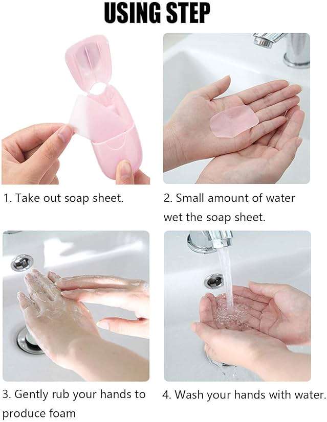 KISEER 1 Box (50 Sheets) Mini Portable Travel Soap Paper Sheets Disposable Hand Washing Bath Scented Paper Soap for Outdoor, Camping Hiking (Blue) - Image 3