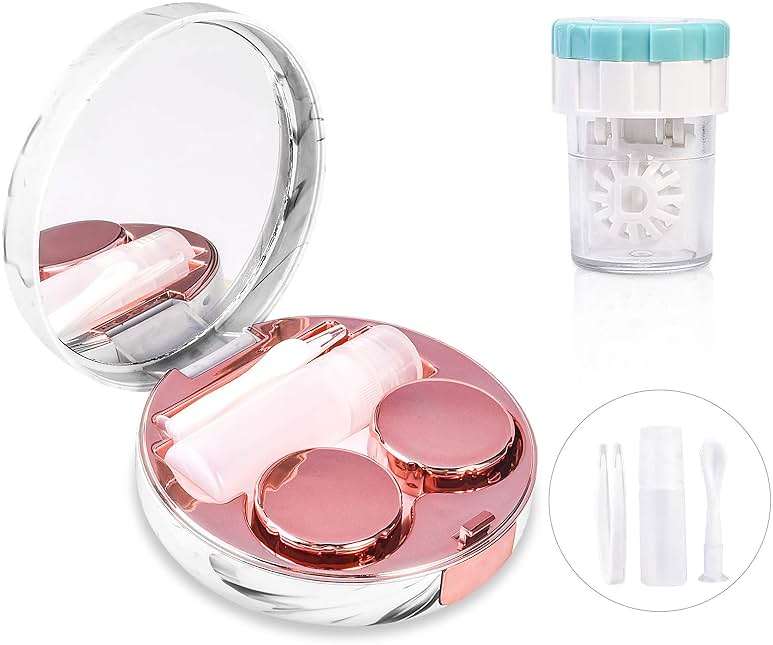 Lasiyanor Contact Lens Travel Kit with Cleaner Washer, Portable Contact Box with Mirror Tweezers Remover Tool Solution Bottle for Daily Outdoor - Image 1