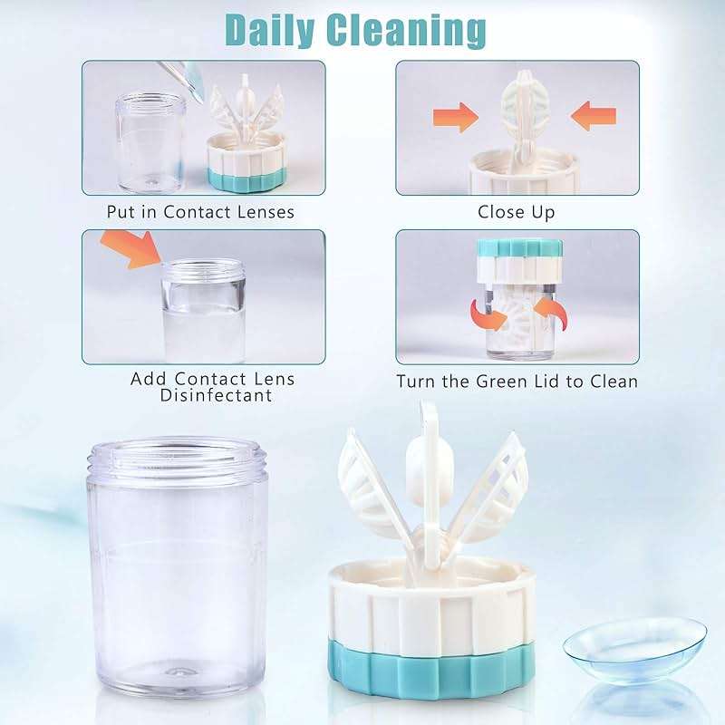 Lasiyanor Contact Lens Travel Kit with Cleaner Washer, Portable Contact Box with Mirror Tweezers Remover Tool Solution Bottle for Daily Outdoor - Image 3