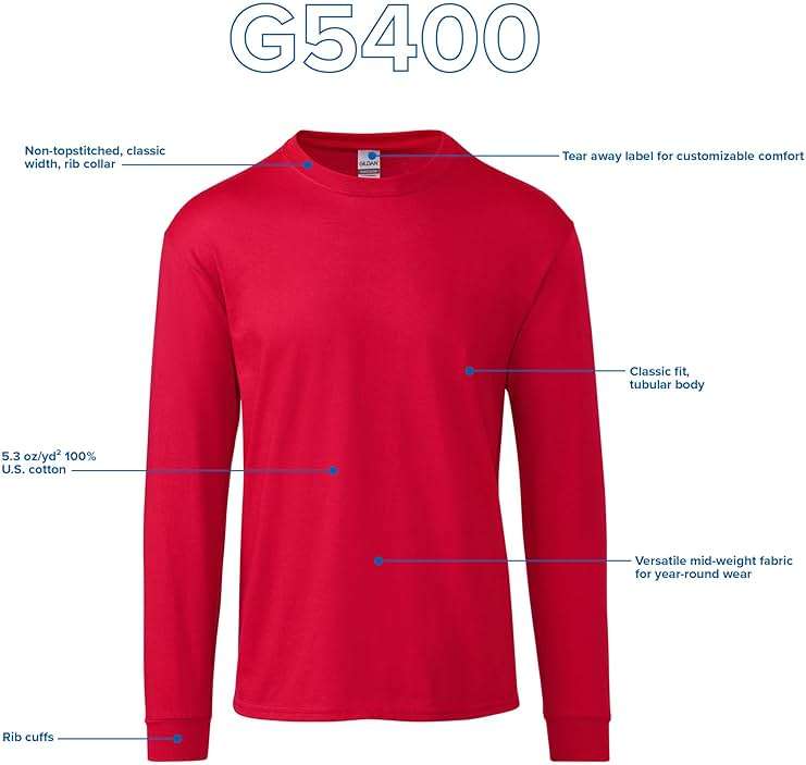 Gildan Adult Heavy Cotton Long Sleeve T-Shirt, Style G5400, 2-Pack - Image 4