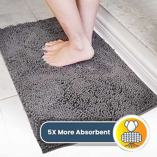 Muddy Mat® | Super Absorbent Door Mat Indoor, Microfiber Quick Dry Chenille Entryway Rug, Non-Slip Front Door Mat, Indoor Mats for Entryway, Machine Washable Pet Rug, Grey 30"x19" - Image 4