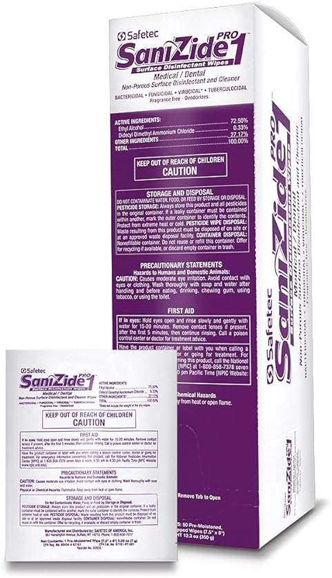Safetec SaniZide Pro 1 Surface Disinfectant Wipes in 50ct Box (6/Case) - Image 5