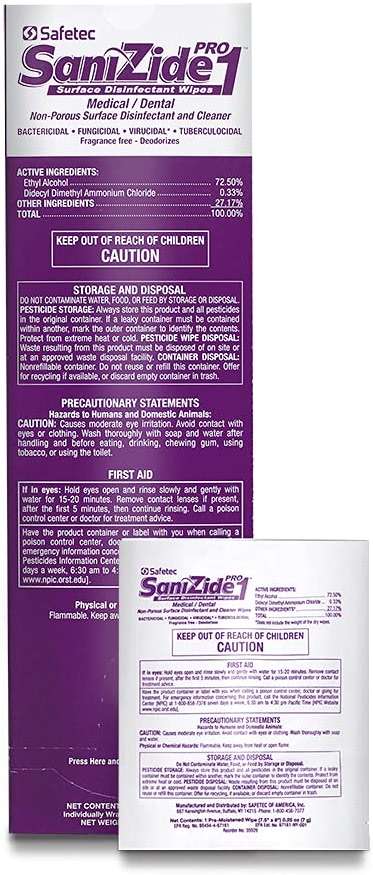 Safetec SaniZide Pro 1 Surface Disinfectant Wipes in 50ct Box (6/Case) - Image 6