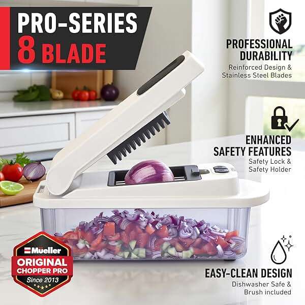 Mueller The Real Original Pro Chopper since 2013 Vegetable Chopper Mandoline Slicer, 8 Blade Food Veggie Chopper Onion Vegetable Cutter with Container, Kitchen Gadgets & Essentials, (10 in 1) - Image 3