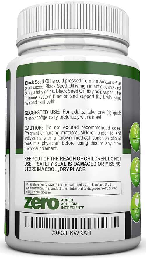 Black Seed Oil - 1000 Mg - 180 Softgels - Cold-Pressed Non-GMO Black Cumin Seed Capsules - Super High Thymoquinone Content - Nigella Sativa - Rich in Omega 6 & 9 Fatty Acids - Immune Health Support - Image 3