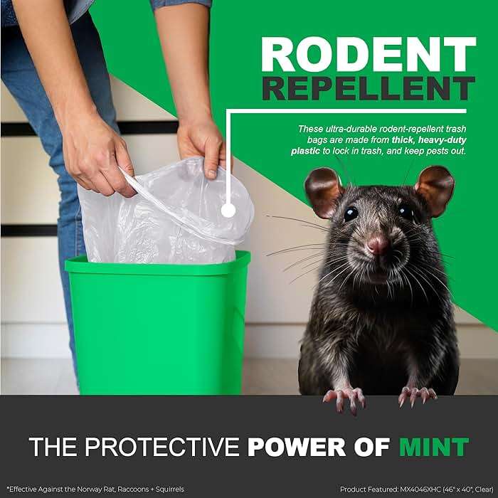 Mint -X Rodent Repellent Indoor Tall Kitchen Drawstring Trash Bags with Mint-Flex Technology; 13 Gallon, 120 Count, White - Image 3