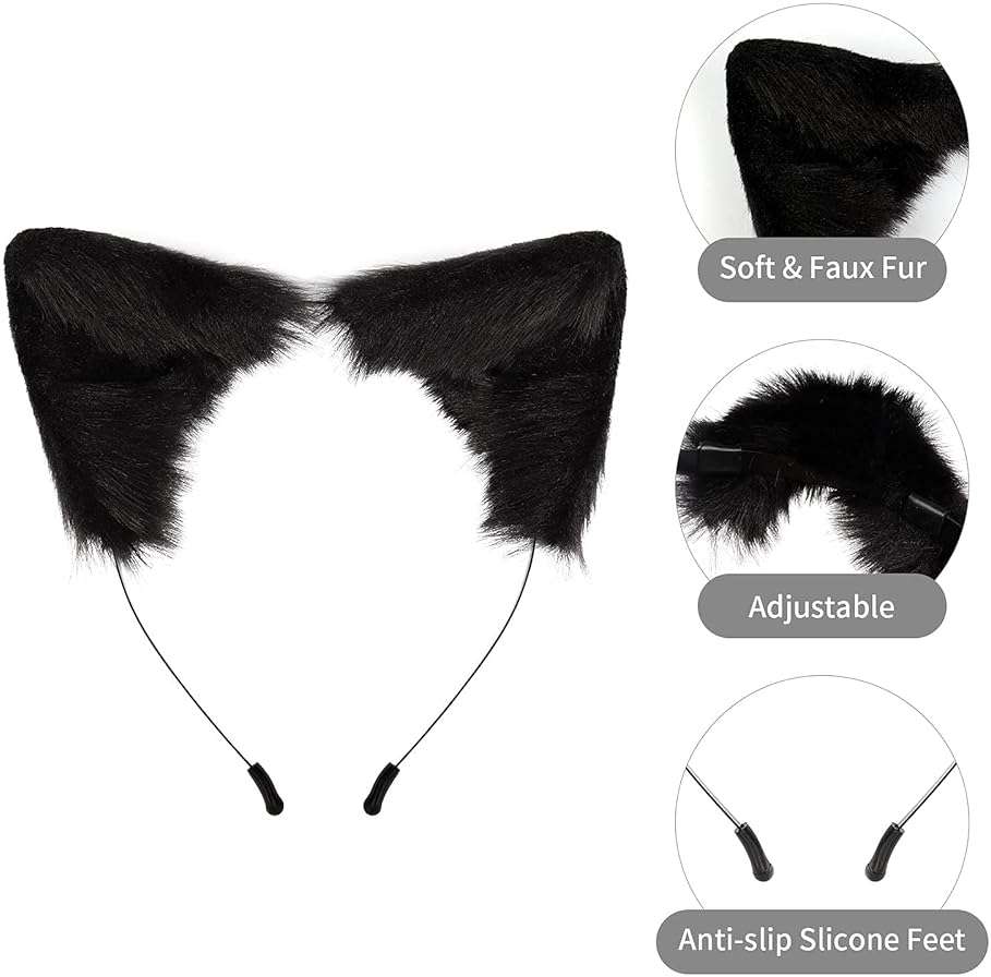 SMILETERNITY Handmade Fox Wolf Cat Ears Headwear Costume Accessories for Halloween Christmas Party - Image 3