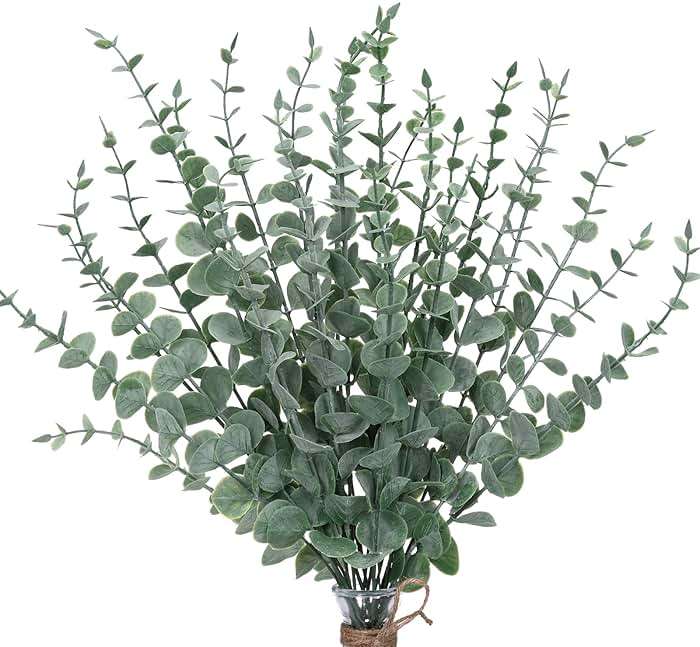 CEWOR 24pcs Eucalyptus Stems Artificial Eucalyptus Leaves Fake Greenery Branches Fake Flowers for Wedding Centerpiece Spring Easter Farmhouse Home Decoration - Image 1