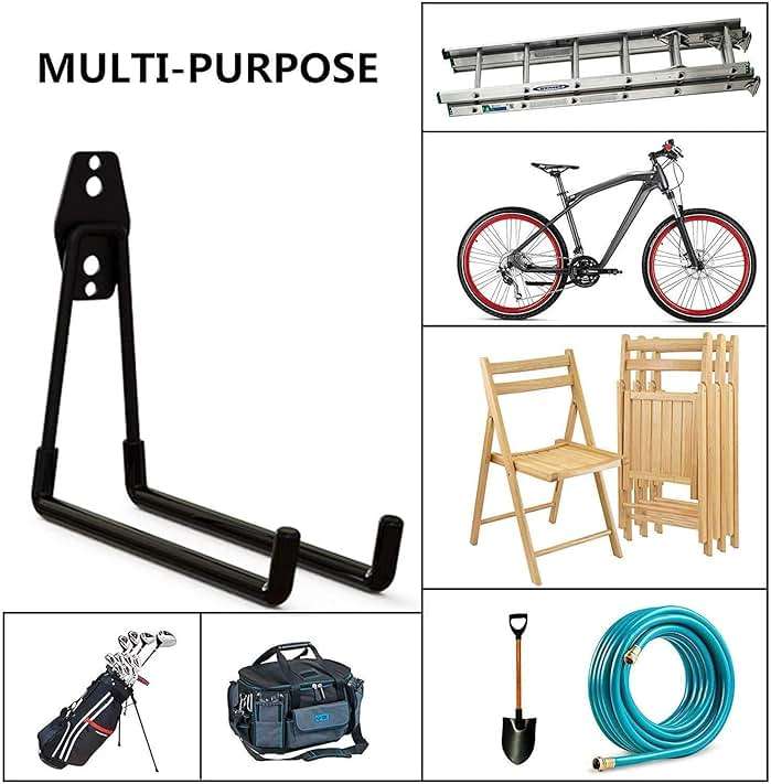 Garage Hooks, 4 Pack Wall Mount Storage Hanger with 2 Extension Cord Holder Organizer, Heavy-Duty 7.5 inch Long Hooks for Ladder, Ski, Sports, Utility, Garden Tool, Hose Storage Rack Organizer - Image 4