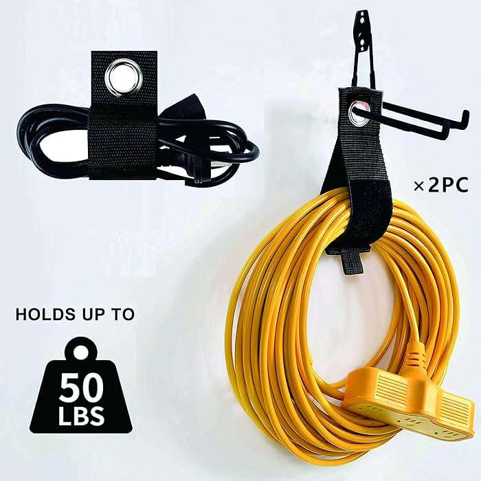 Garage Hooks, 4 Pack Wall Mount Storage Hanger with 2 Extension Cord Holder Organizer, Heavy-Duty 7.5 inch Long Hooks for Ladder, Ski, Sports, Utility, Garden Tool, Hose Storage Rack Organizer - Image 5
