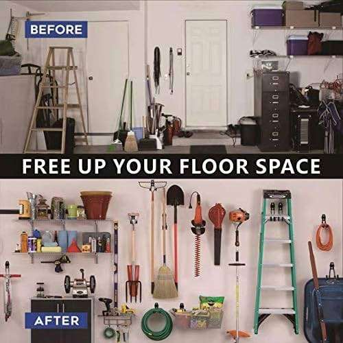 Garage Hooks, 4 Pack Wall Mount Storage Hanger with 2 Extension Cord Holder Organizer, Heavy-Duty 7.5 inch Long Hooks for Ladder, Ski, Sports, Utility, Garden Tool, Hose Storage Rack Organizer - Image 6