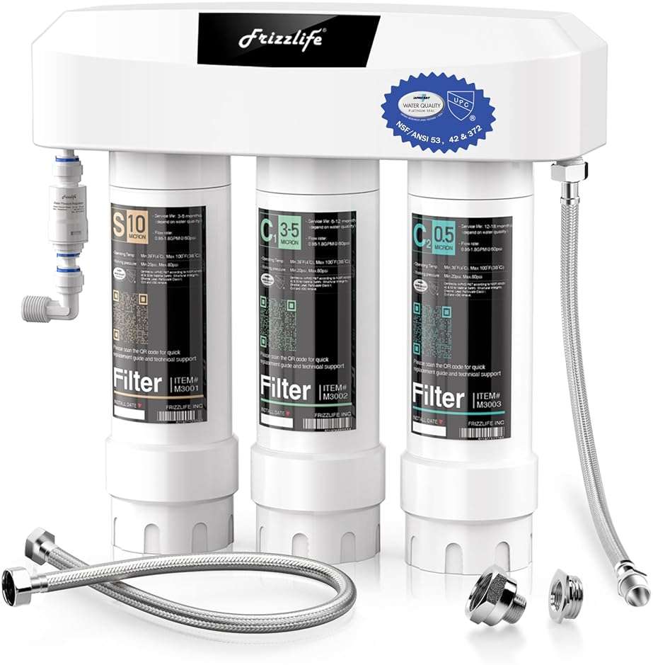 Frizzlife Under Sink Water Filter System, NSF/ANSI 53&42&372 Certified, 8 Layer 0.5 Micron Water Filtration Reduce Chloramine, PFOA/PFOS, Lead, Chlorine, Bad Taste & Odor, Under Counter, SK99-NEW - Image 1