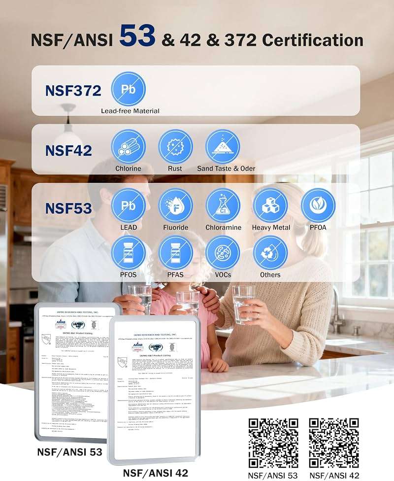 Frizzlife Under Sink Water Filter System, NSF/ANSI 53&42&372 Certified, 8 Layer 0.5 Micron Water Filtration Reduce Chloramine, PFOA/PFOS, Lead, Chlorine, Bad Taste & Odor, Under Counter, SK99-NEW - Image 2