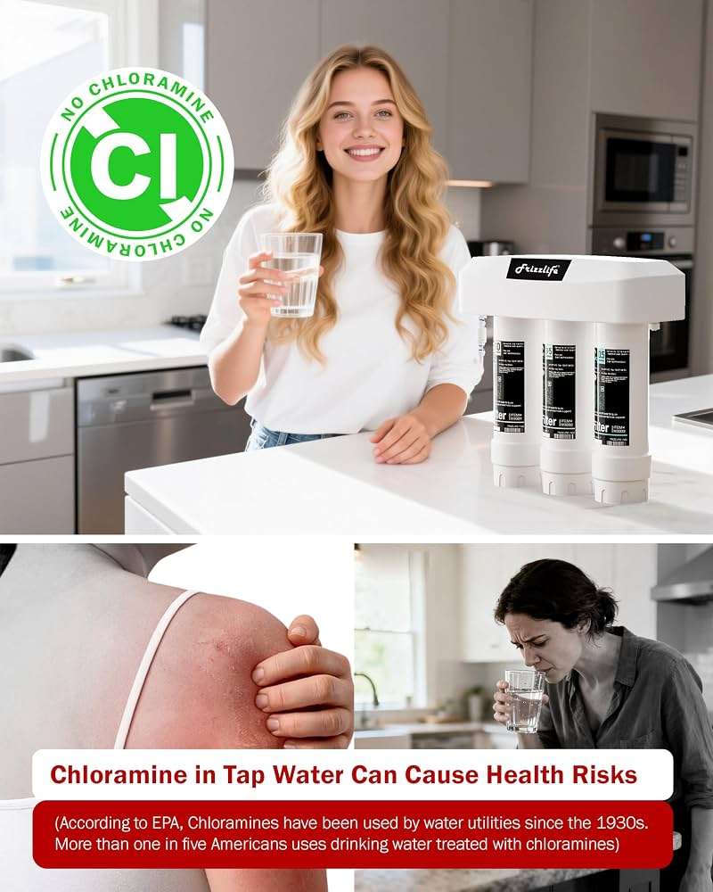 Frizzlife Under Sink Water Filter System, NSF/ANSI 53&42&372 Certified, 8 Layer 0.5 Micron Water Filtration Reduce Chloramine, PFOA/PFOS, Lead, Chlorine, Bad Taste & Odor, Under Counter, SK99-NEW - Image 3