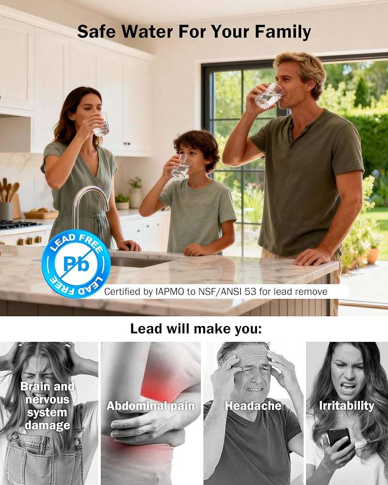 Frizzlife Under Sink Water Filter System, NSF/ANSI 53&42&372 Certified, 8 Layer 0.5 Micron Water Filtration Reduce Chloramine, PFOA/PFOS, Lead, Chlorine, Bad Taste & Odor, Under Counter, SK99-NEW - Image 6