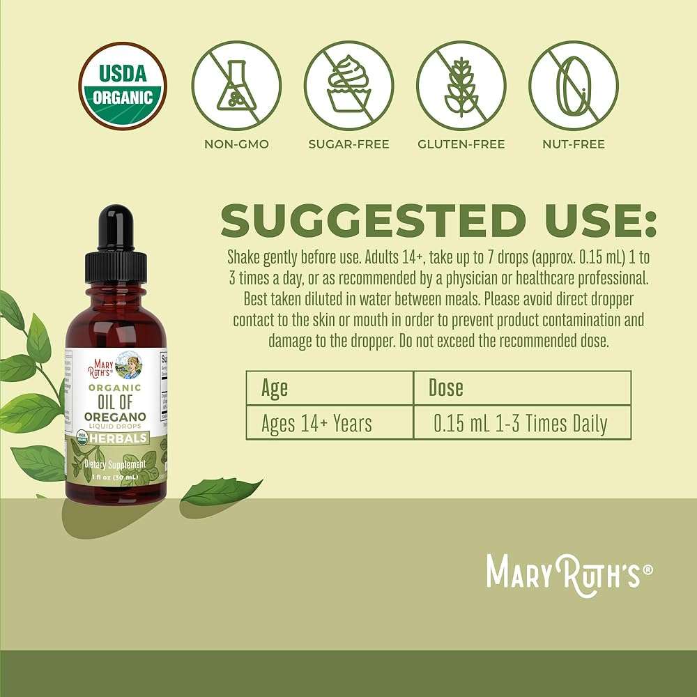 MaryRuth Organics Oregano Oil Drops | 6 Month Supply | USDA Organic Oil of Oregano Liquid | Herbal Blend for Immune Support | Digestive Health | Overall Health | Vegan | Sugar Free | Non-GMO | 1 Fl Oz - Image 3