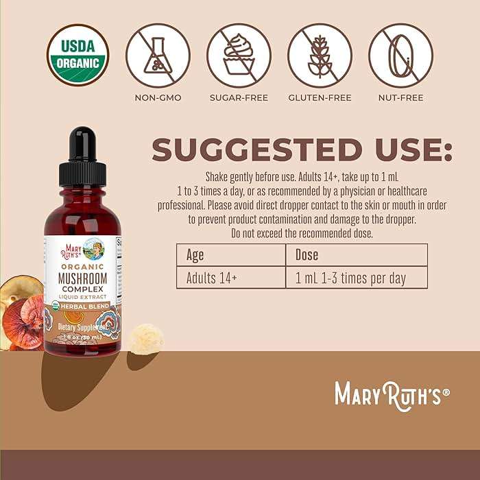 MARYRUTH'S Mushroom Complex | Lion's Mane | Turkey Tail | Reishi Mushroom | Shiitake Mushrooms | Alcohol Free | Mushroom Blend | Organic | Non-GMO | Vegan | 30 Servings - Image 3