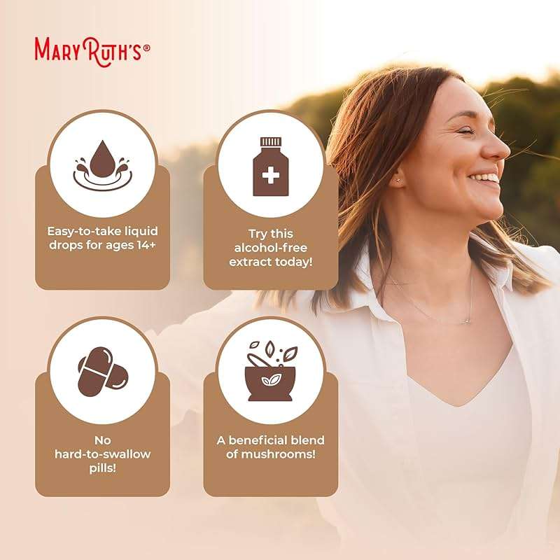 MARYRUTH'S Mushroom Complex | Lion's Mane | Turkey Tail | Reishi Mushroom | Shiitake Mushrooms | Alcohol Free | Mushroom Blend | Organic | Non-GMO | Vegan | 30 Servings - Image 6