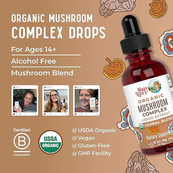 MARYRUTH'S Mushroom Complex | Lion's Mane | Turkey Tail | Reishi Mushroom | Shiitake Mushrooms | Alcohol Free | Mushroom Blend | Organic | Non-GMO | Vegan | 30 Servings - Image 8
