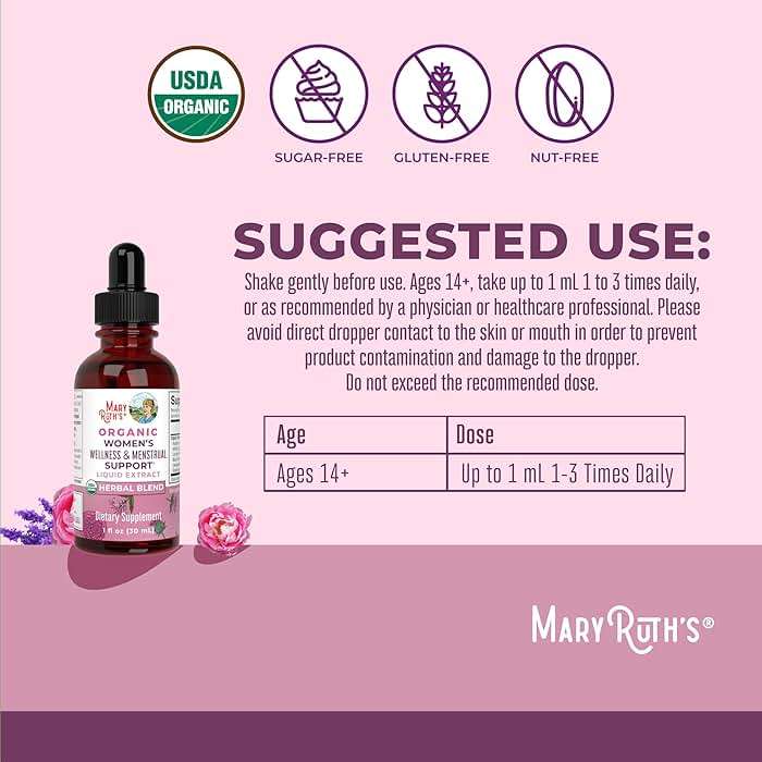 MaryRuth Organics USDA Organic Women's Wellness Liquid Herbal Supplements | Includes Stinging Nettle, Raspberry Leaf, Eleuthero Root, Chaste Tree Berry | Menstrual Support | Non-GMO, Vegan - Image 3
