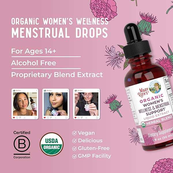 MaryRuth Organics USDA Organic Women's Wellness Liquid Herbal Supplements | Includes Stinging Nettle, Raspberry Leaf, Eleuthero Root, Chaste Tree Berry | Menstrual Support | Non-GMO, Vegan - Image 8